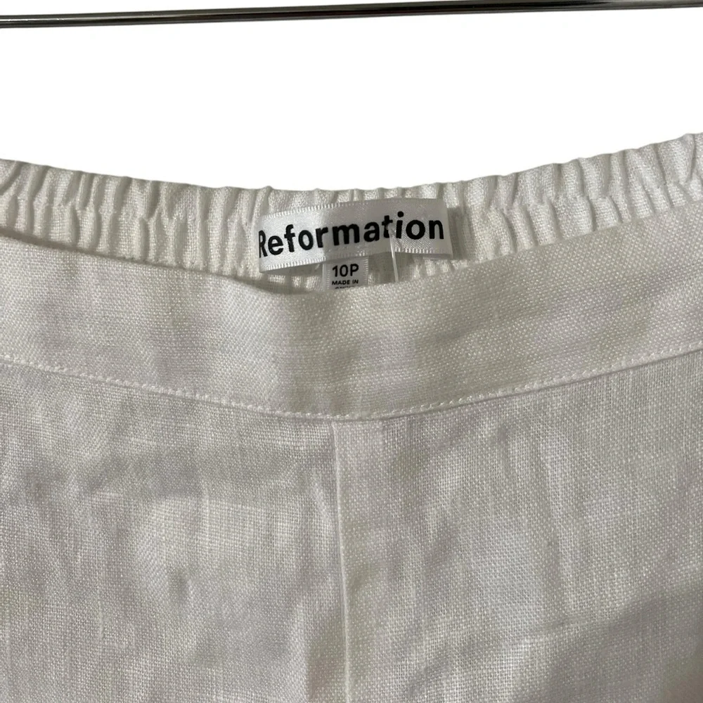 NEW REFORMATION Violet White Linen Lace Wide Leg Pants Trousers